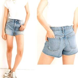 Madewell High Rise Denim Cut Off Distressed Denim Shorts